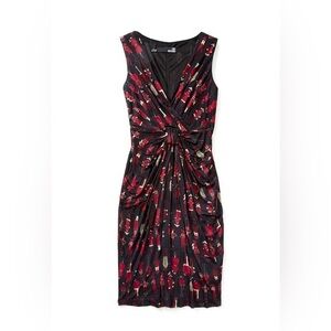Love Moschino Girl Knotted Front Dress Sleeveless black and red print